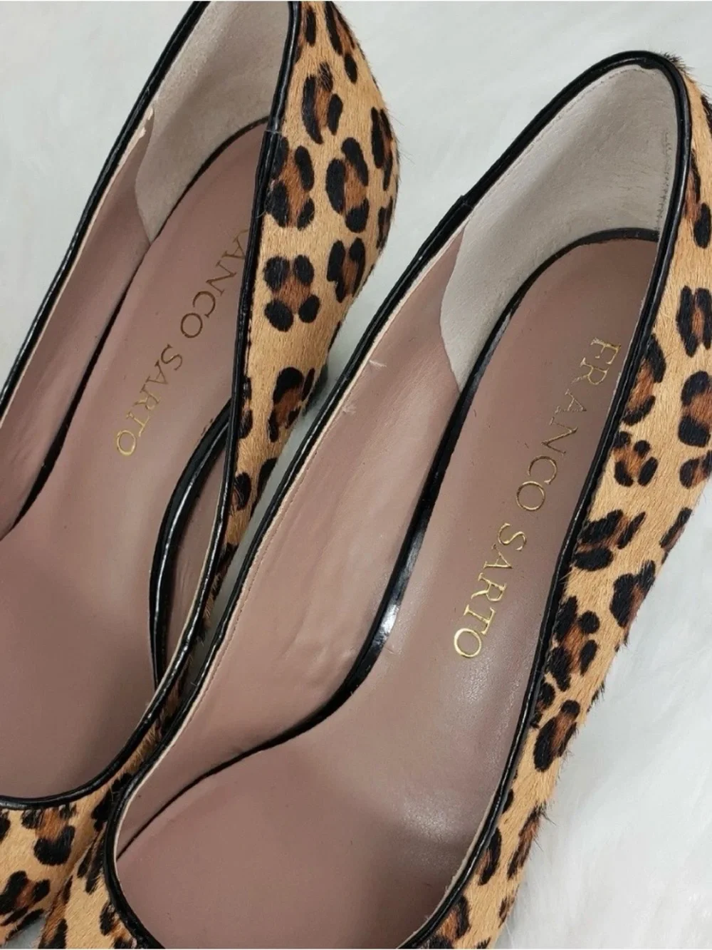 Franco Sarto Leopard Print Pumps - Tan Black